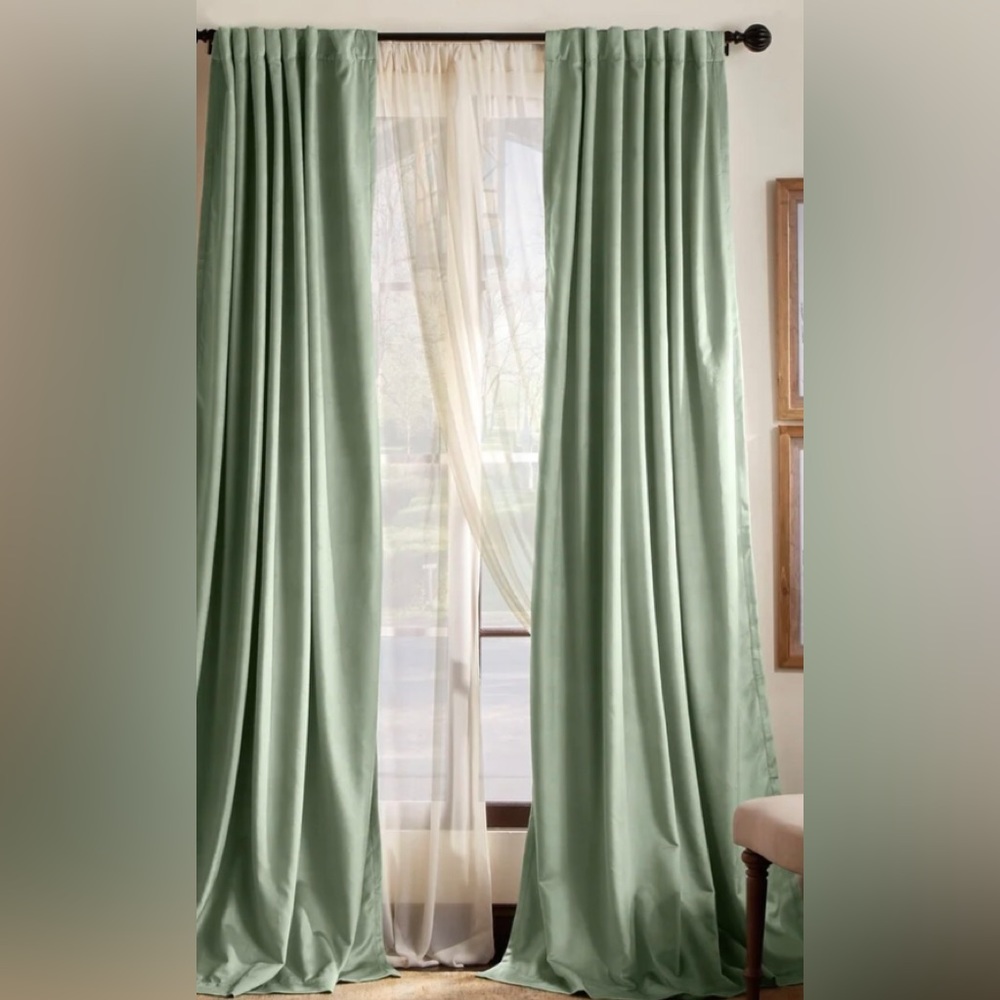 🌱NWOT Two Olive Color Blackout Curtains Panels, 109”x50”each